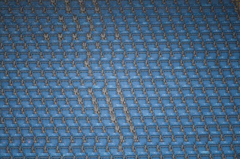 General view of empty seats at the Etihad Stadium. EPA