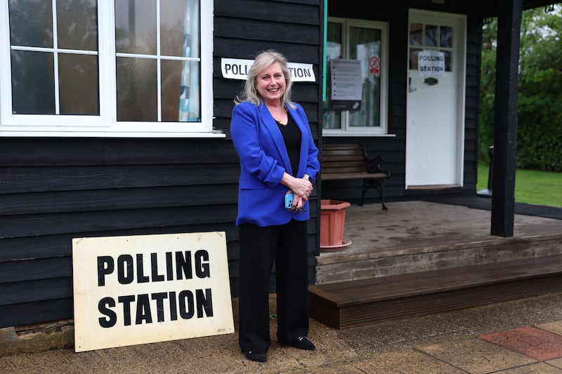 Susan Hall, Conservative candidate for Mayor of London, after casting her vote at a polling station in Hatch End on Thursday. Getty Images