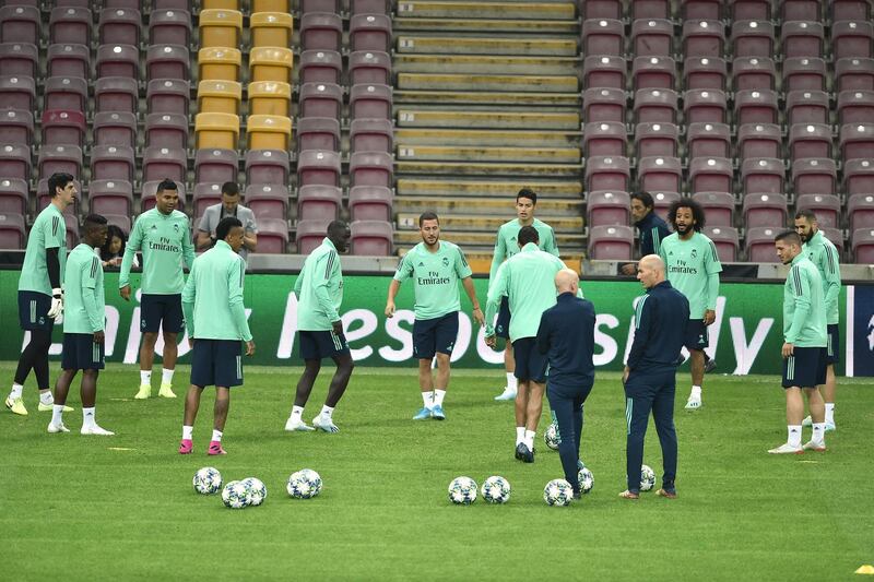 Real Madrid players train at the  at the TT Ali Samiyen sport complex in Istanbul ahead of the Champions League match against Galatasaray. AFP