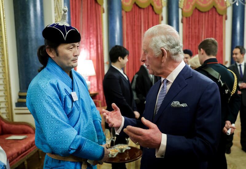 Dashzeveg Tserenbat meets King Charles at the reception. Reuters