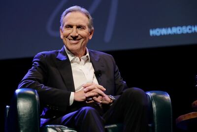 File - In this Jan. 31, 2019, file photo, former Starbucks CEO Howard Schultz speaks at an event to promote his book, "From the Ground Up," in Seattle. On Friday, Sept. 6, 2019, Schultz says heâ€™s no longer considering an independent presidential bid. (AP Photo/Ted S. Warren, File)
