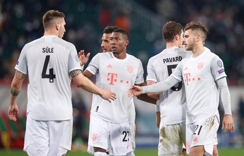 Bayern Munich's David Alaba, Niklas Sule and Lucas Hernandez. Reuters