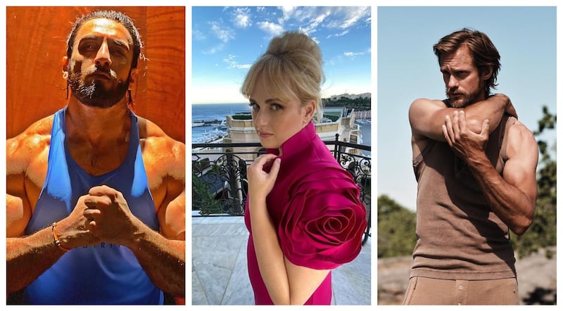 Ranveer Singh, Rebel Wilson and Alexander Skarsgard are just three stars who've used quarantine as a chance to transform their bodies. Instagram / Ranveer Singh, Rebel Wilson, L'Uomo Vogue, yestimsmall 