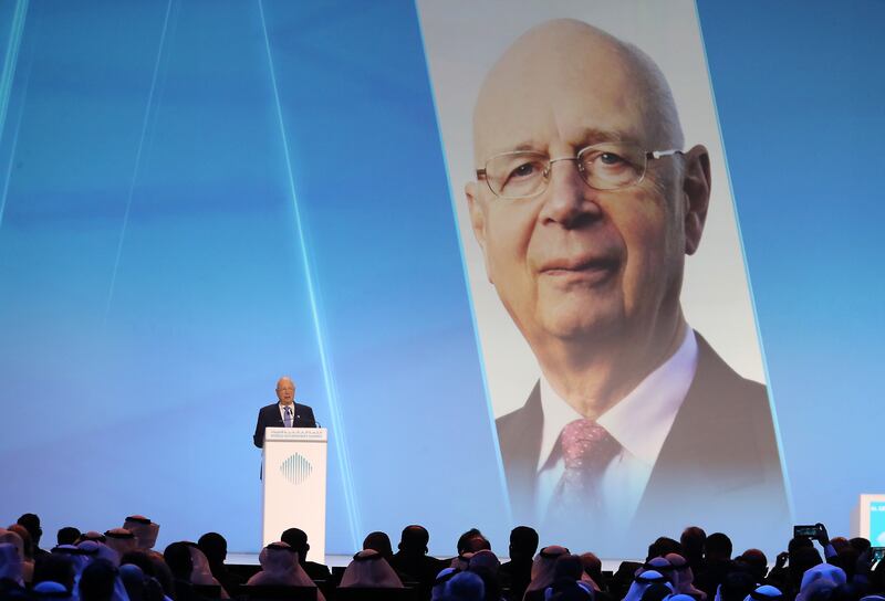 Klaus Schwab, Founder and Executive Chairman of the World Economic Forum, speaks at the summit. Pawan Singh / The National 