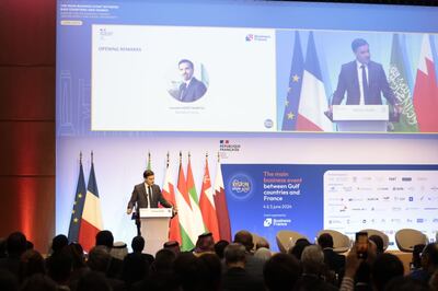Laurent Saint-Martin, chief executive of Business France, speaks at Vision Golfe on Wednesday. Photo: Business France