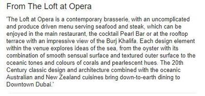 The words describing the Loft at Opera bear an uncanny resemblance to Sean Connolly's restaurant 