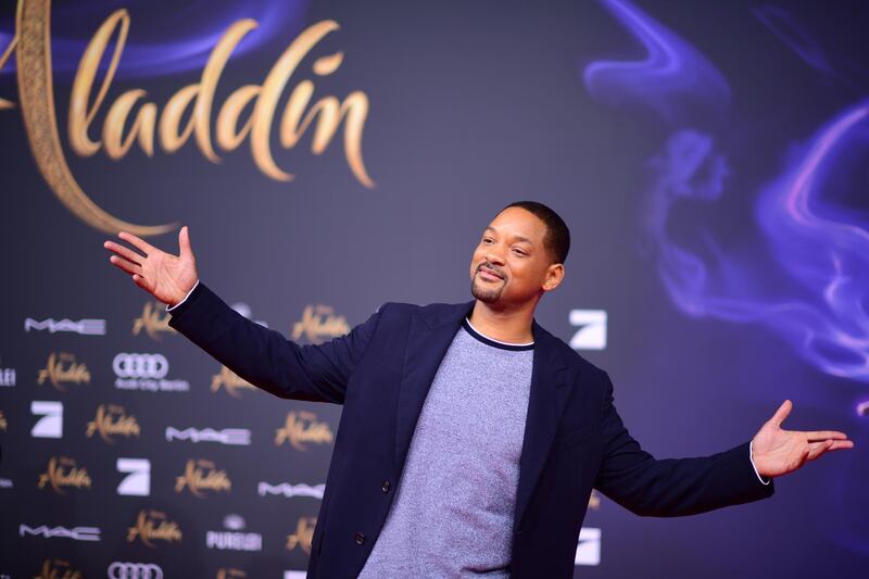 Will Smith attends the 'Aladdin' gala screening in Berlin on Saturday, May 11. EPA.