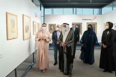 Sheikh Dr Sultan bin Muhammad Al Qasimi inaugurates the exhibition 'A Window to the Soul: Gibran Khalil Gibran'. Photo: Wam 