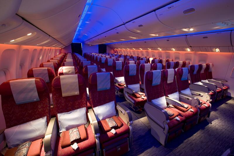 Qatar Airways’ Boeing 777-300ER economy class. Courtesy Qatar Airways