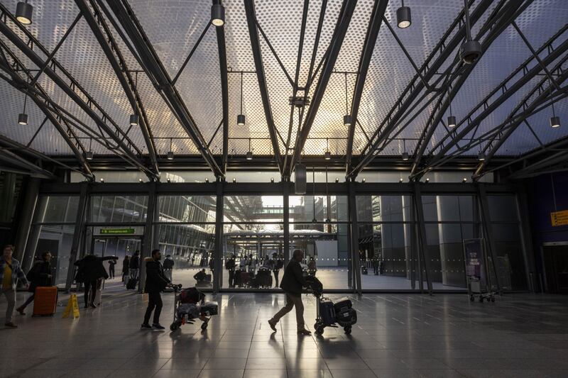 The departures hall at Heathrow Terminal 5 in London. The airport predicts a record year for passenger numbers in 2024. Bloomberg