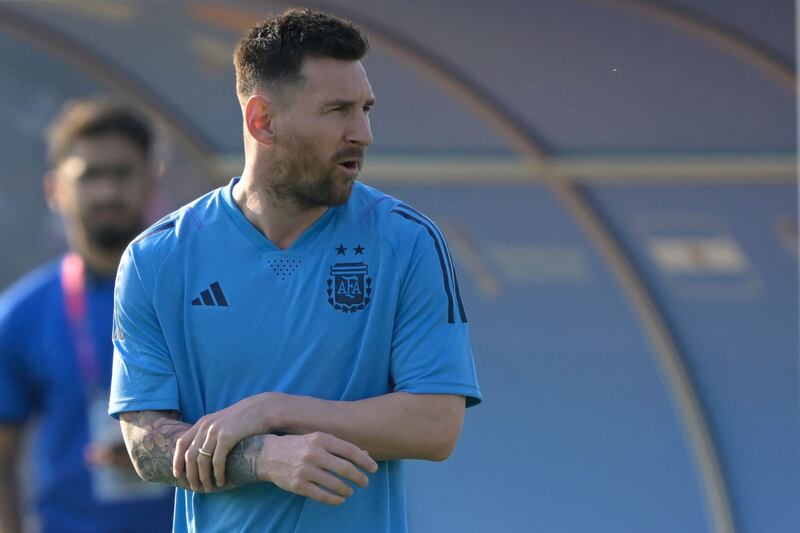 Argentina's forward Lionel Messi takes part in a training session. AFP