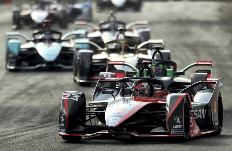 RIYADH, SAUDI ARABIA - NOVEMBER 23: Sebastien Buemi of Switzerland driving the (23) Nissan IM02 and Team Nissan e.dams on track during Round 2 of the ABB FIA Formula E Championship - Diriyah E-Prix  on November 23, 2019 in Riyadh, Saudi Arabia. (Photo by Francois Nel/Getty Images)