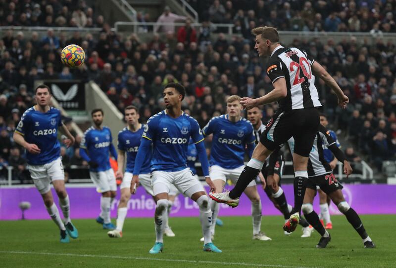 Newcastle striker Chris Wood misses a good chance in the first half. Reuters