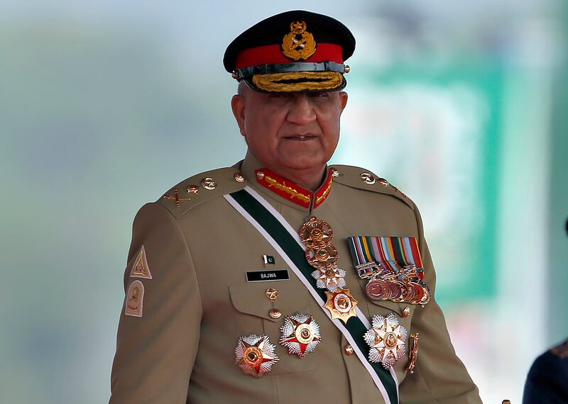 Pakistan's army chief Gen Qamar Javed Bajwa will retire after serving a six-year term. AP Photo