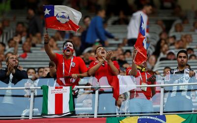 Chile fans at the Saint Petersburg Stadium.