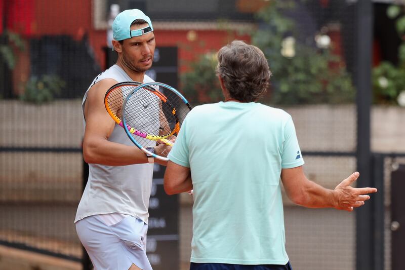 Rafael Nadal takes part in a training session at Foro Italico ahead of the Italian Open. Getty