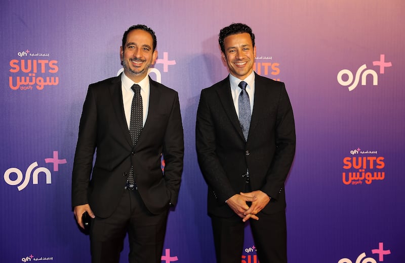 Producer Tarek El Ganainy and actor Dawood at the 'Suits' event in Dubai.