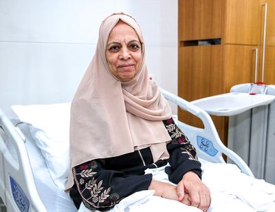 Hanan Abo Sumra, 60, was diagnosed with breast cancer in July and was on her second dose of chemotherapy when the war broke out. Victor Besa / The National