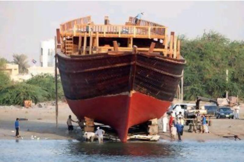 A team of nine men from South India worked on the dhow for two years from beginning to end.