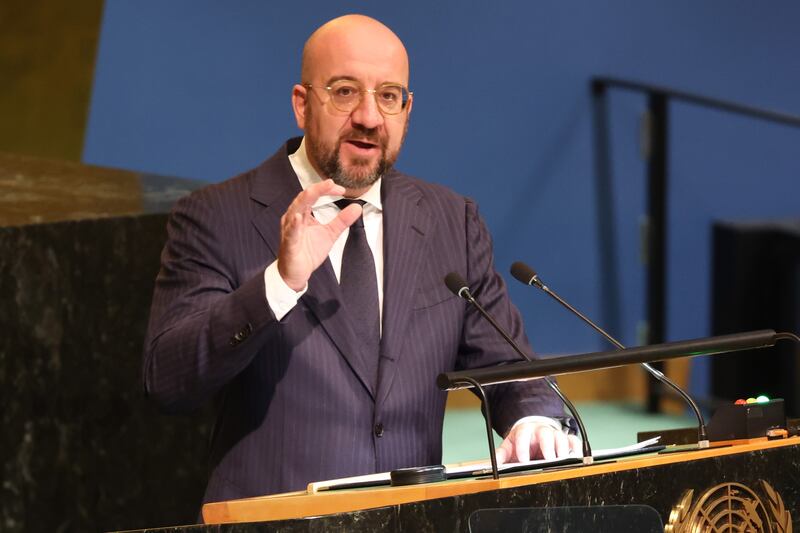 President of the European Council Charles Michel at the 77th session of the United Nations General Assembly on September 23, 2022 in New York City. AFP