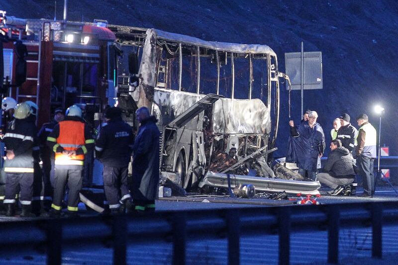 It was not clear if the bus crashed before or after catching fire. AFP