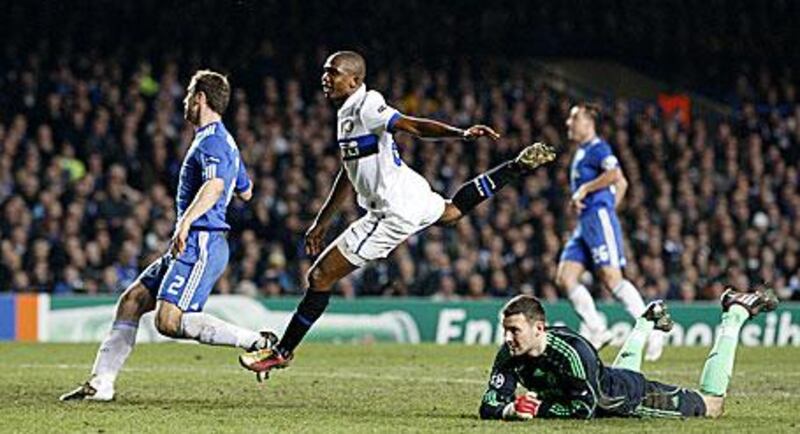Inter Milan's Samuel Eto'o scored the only goal of the game against Chelsea at Stamford Bridge on Tuesday night.