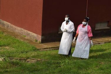 Ugandan medical staff are seen as they inspect the ebola preparedness facilities near the border with the Democratic Republic of Congo. Reuters