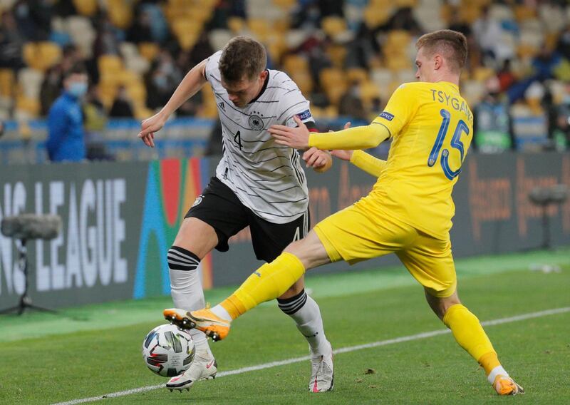 Germany's Matthias Ginter takes on Ukraine's Viktor Tsygankov during the UEFA Nations League match. EPA