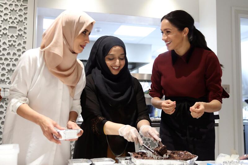 Britain's Meghan, Duchess of Sussex visits the Hubb Community Kitchen to see how funds raised by the 'Together: Our Community' cookbook are making a difference at Al Manaar, in London, Britain, November 21, 2018. Chris Jackson/Pool via REUTERS