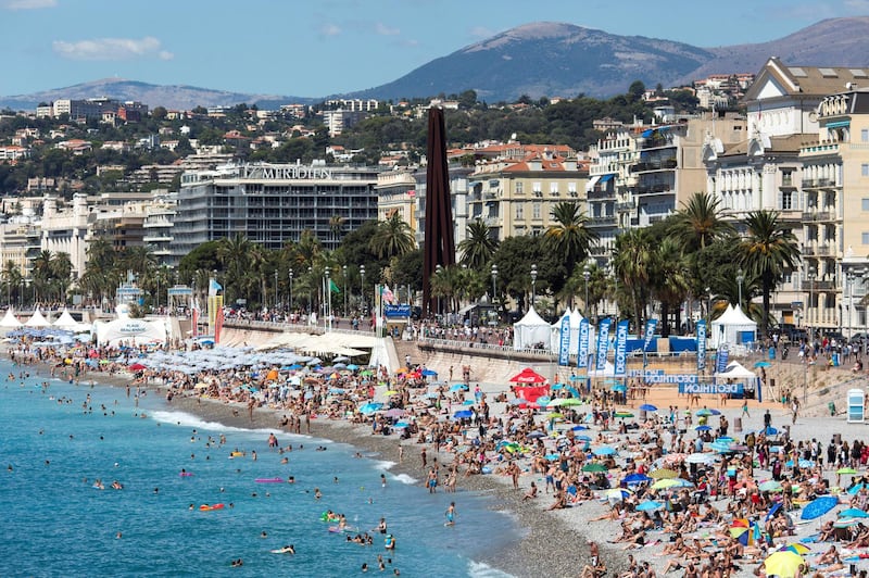 NICE, FRANCE - AUGUST 07:  A general view of the beach front on August 7, 2016 in Nice, France. Security along the French Riviera and across France has been stepped up following the recent terrorist attacks. On July 14, a French-Tunisian attacker killed 84 people as he drove a lorry along the Promenade through crowds who had gathered to watch a firework display during Bastille Day Celebrations. The attacker then opened fire on people in the crowd before being shot dead by police.  (Photo by Dan Kitwood/Getty Images)