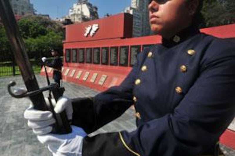 The Faklands War memorial in Buenos Aires bears the names of troops who died.