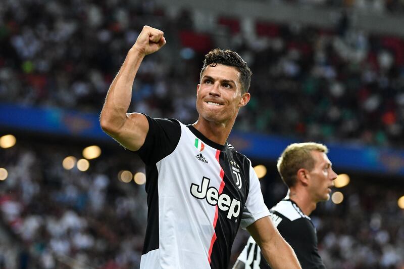 Ronaldo salutes the fans in the stadium. Getty