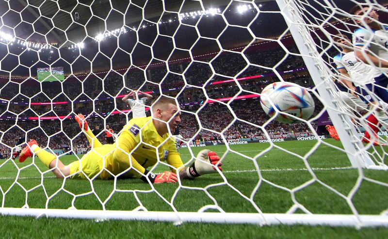 ENGLAND RATINGS: Jordan Pickford – 6. England’s No 1 did well despite conceding twice. He saw Tchouameni’s effort late for France’s first, and he could do nothing about Giroud’s bullet header. He kept England in the game to deny France at close-range with an acrobatic save.
EPA