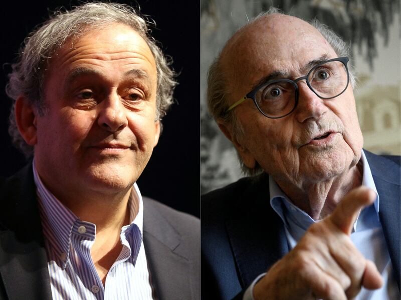 Former Uefa chief Michel Platini (L) and former Fifa president Sepp Blatter and have been charged. AFP