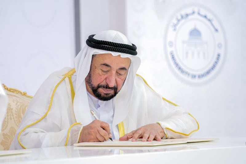 Sheikh Dr Sultan bin Muhammad Al Qasimi, Ruler of Sharjah, is a profilic writer, who has composed 76 publications, with his work translated into 20 languages. Photo: Wam