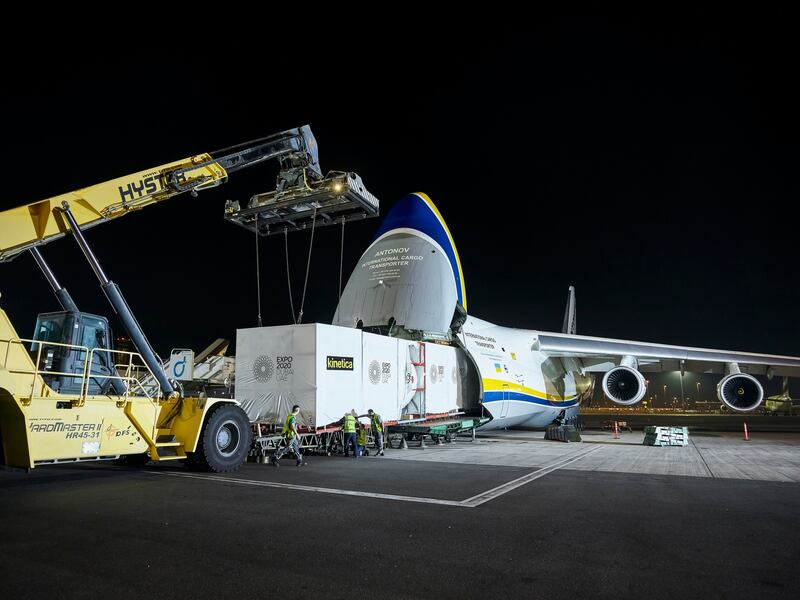 A special cargo aircraft was chartered to transport heavy projectors that will beam visuals on to the Al Wasl dome.