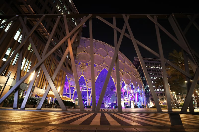 Al Wasl dome is quiet minutes before night rehearsals make it come alive. Pawan Singh / The National  