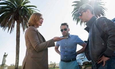 Sarah Snook, left, with Kieran Culkin and Jeremy Strong in Succession. Photo: HBO