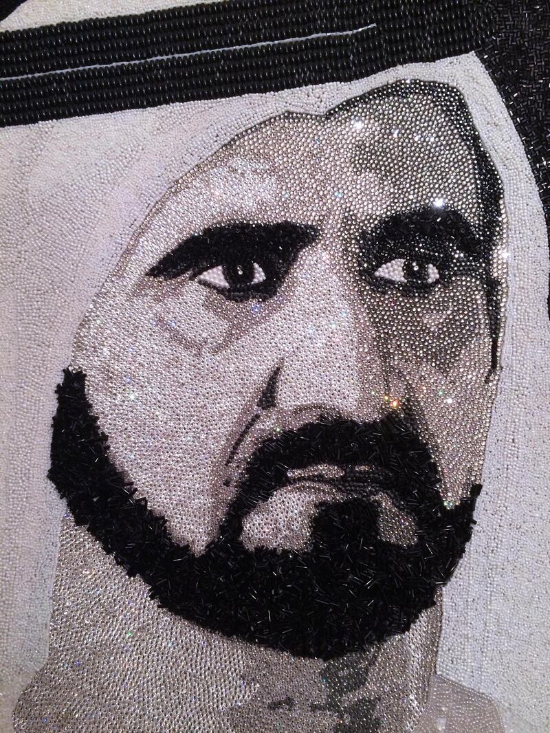 A close-up of Sheikh Mohammed bin Rashid's portrait. Courtesy Fairmont Dubai