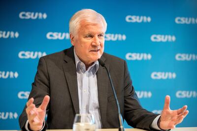 epa06818720 German Interior Minister Horst Seehofer speaks during a press conference after the CSU board meeting in Munich, Bavaria, Germany, 16 June 2018. The CDU and their Bavarian sister party Christian Social Union (CSU) are still discordant regarding the treatment of refugees. The CSU party board met in Munich to discuss the Migration Masterplan of German Interior Minister Horst Seehofer  EPA/MARC MUELLER