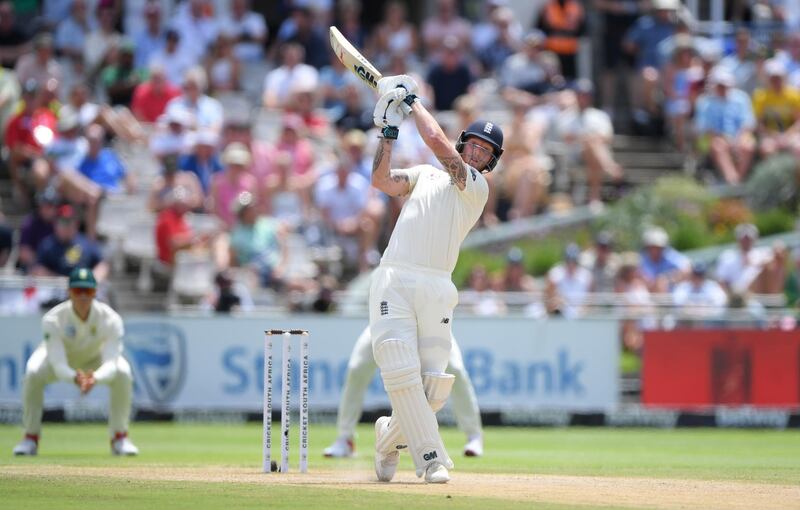 CAPE TOWN, SOUTH AFRICA - JANUARY 06: England batsman Ben Stokes hits out during Day Four of the Second Test between South Africa and England at Newlands on January 06, 2020 in Cape Town, South Africa. (Photo by Stu Forster/Getty Images)