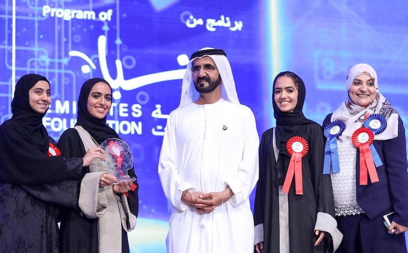 ‘Our responsibility is to prepare generations for future and our ambitions are to have scientists who contribute to the progress of mankind,’ Sheikh Mohammed said at the ceremony.