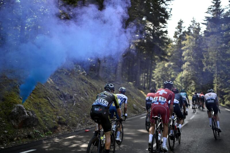 The peloton during Stage 16. AFP