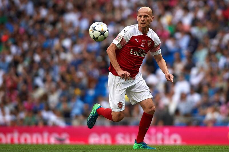 MADRID, SPAIN - JUNE 03:  Pascal Cygan of Arsenal Legends in action during the Corazon Classic match between Real Madrid Legends and Arsenal Legends at Estadio Santiago Bernabeu on June 3, 2018 in Madrid, Spain.  (Photo by Quality Sport Images/Getty Images)