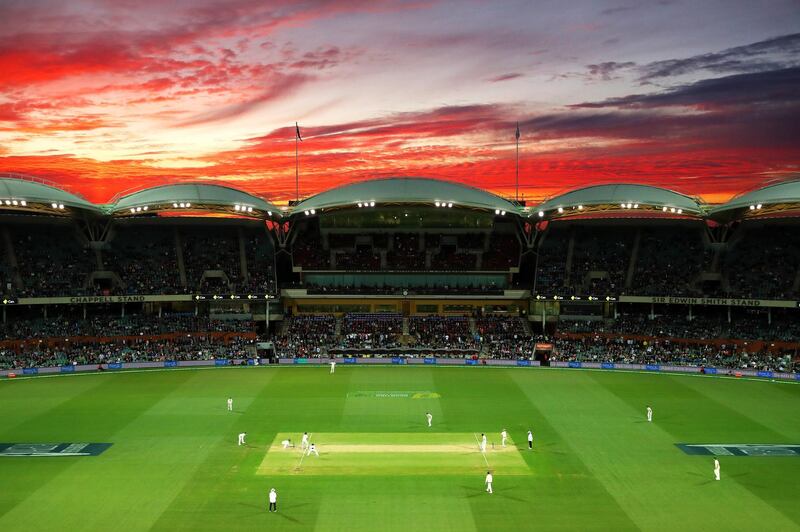 A general view at sunset during Day 4 of the Ashes Test of the Adelaide Oval. Cameron Spencer / Getty Images