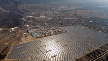 Photovoltaic panels at a solar plant on the outskirts of Beijing, China. Bloomberg
