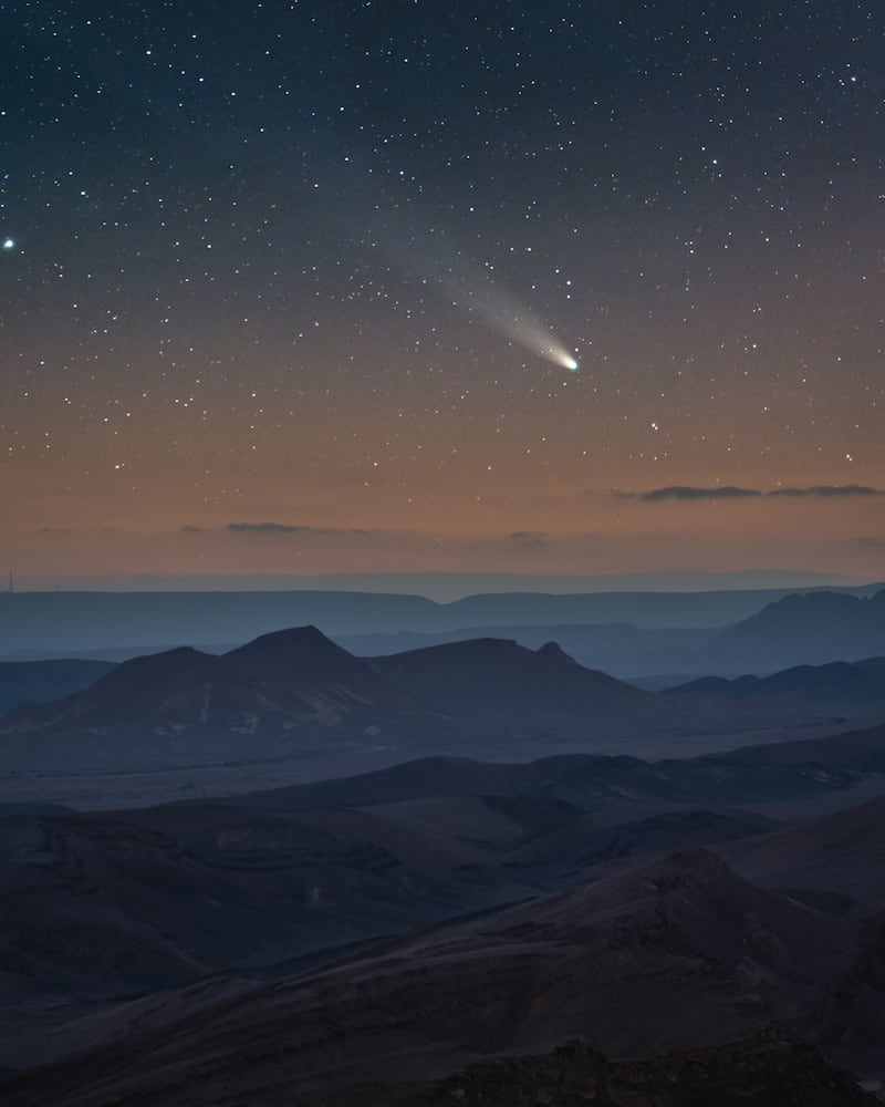 Comet Leonard over the Negev desert in Israel. Photo: Alex Savenok