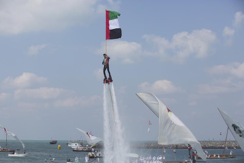  An aquatic jet pack performance in Abu Dhabi. Ryan Carter / Crown Prince Court - Abu Dhabi