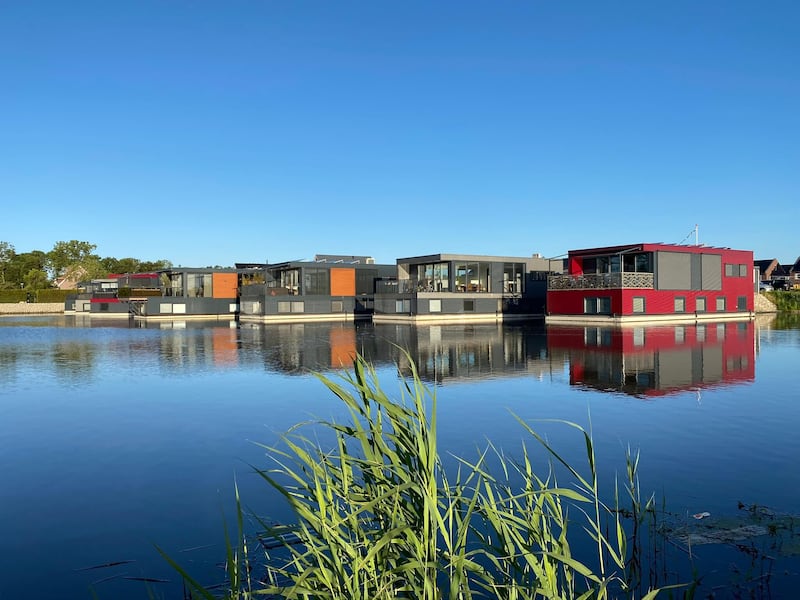 A floating community of seven water villas in Urk, the Netherlands. Photo: Waterstudio.NL