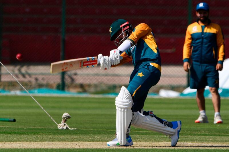 Pakistan's captain Babar Azam attends a practice session at the National Stadium in Karachi on January 22, 2021, ahead of their first cricket test match against South Africa to be played on January 26. / AFP / Asif HASSAN
